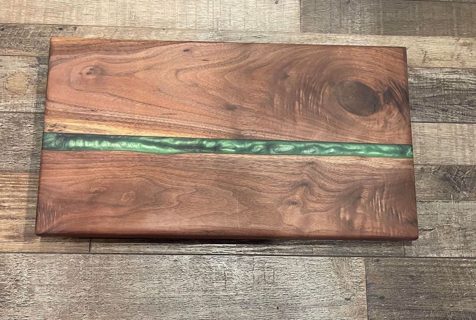 Black Walnut and purple epoxy serving board selling / cutting board